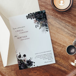 Convites Casamento Branco Floral Gótico Escuro