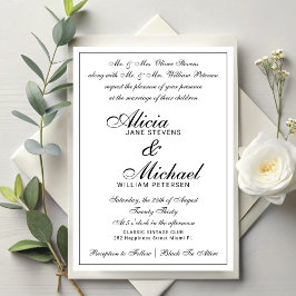 Convites Casamento branco formal clássico tradicional vinta