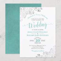 Casamento Branco Formal de Aqua ou Cyan & Silver L