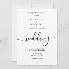 Convites Casamento branco minimalista de Script