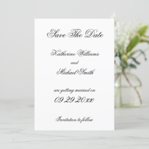 Convites Casamento Branco Minimalista Elegante Salvar A Dat