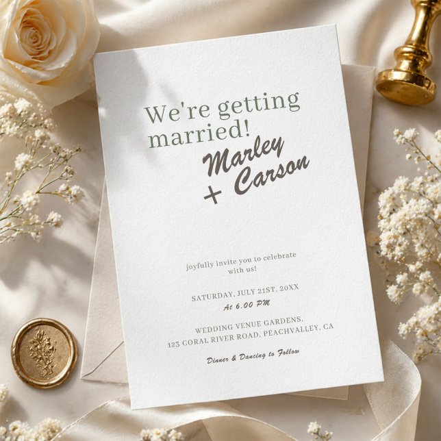 Convites Casamento Branco Minimalista Moderno Funky (Criador carregado)