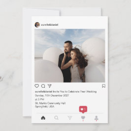 Convites Casamento Branco Minimalista Moderno no Instagram