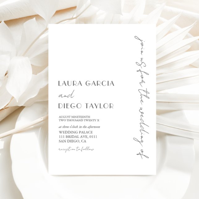 Convites Casamento Branco Moderno (Criador carregado)