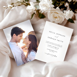 Convites Casamento Branco Negro Clássico de Foto Elegante M