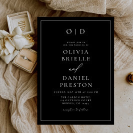 Convites Casamento Branco Negro da Caligrafia Moderna Minim