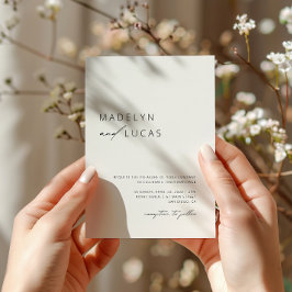 Convites Casamento Branco Negro da Caligrafia Moderna Minim