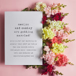 Convites Casamento Branco Negro da Máquina de Leitura Minim<br><div class="desc">Convite para Casamento Branco e Preto para Máquina de Escrita Retroativa Minimalista</div>