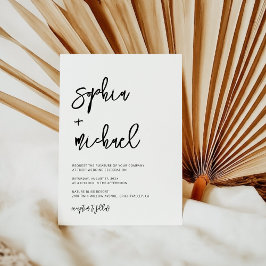 Convites Casamento Branco Negro de Script Contemporâneo Mod