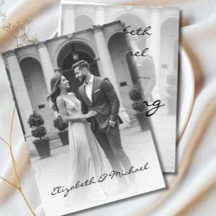 Convites Casamento Branco Negro Elegante de Sobreposição de