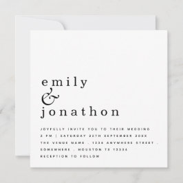 Convites Casamento Branco Negro Minimalista Contemporâneo