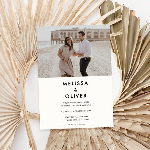 Convites Casamento Branco Negro Minimalista Moderno