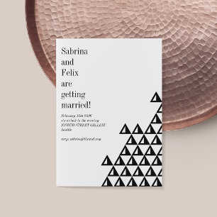 Convites Casamento Branco Negro Mínimo de Arte Geométrica M