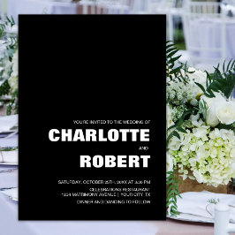 Convites Casamento Branco Negro Moderno