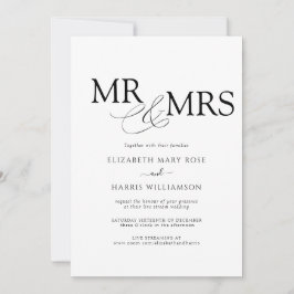 Convites Casamento Branco Negro Moderno do Live Stream