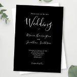 Convites Casamento Branco Negro Moderno Mínimo<br><div class="desc">Este cartão de convite para casamentos simplesmente desenhado e deslumbrante apresenta um design elegante,  moderno e mínimo tipográfico com um tema preto e branco. Pronto para personalizar com os detalhes do seu dia especial. Navegue no Black White Minimal Elegant Wedding Suite para combinar itens de papelaria.</div>