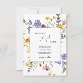 Convites Casamento Branco no Jardim de Flores Silvestres Bo