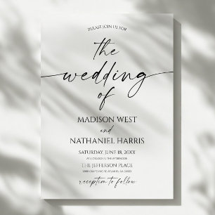 Convites Casamento Branco Preto Minimalista Elegante Modern