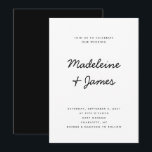Convites Casamento Branco preto moderno e simples, com scri<br><div class="desc">Simples Script,  Simples,  Modelo de Edição Editável de Casamento Branco Preto</div>