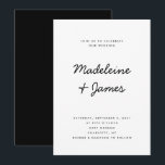 Convites Casamento Branco preto moderno e simples, com scri<br><div class="desc">Simples Script,  Simples,  Modelo de Edição Editável de Casamento Branco Preto</div>