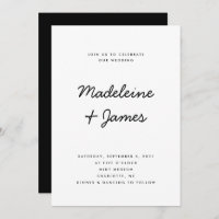 Casamento Branco preto moderno e simples, com scri