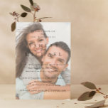 Convites Casamento branco preto no luxo elegante Vellum 4 F<br><div class="desc">Um convite de casamento para fotos de tipografia branca e negra, absolutamente lindo, com uma camada faux vellum (efeito digital) sob o tipo! A parte traseira contém mais três fotos de noivado. Para tornar este design ainda mais único, considere inserir o ano em algarismos romanos. O design é elegante, luxuoso...</div>