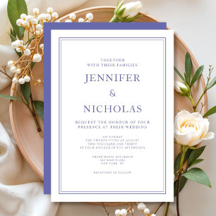 Convites Casamento Branco Púrpura Elegante Clássico 