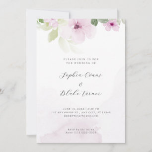 Convites Casamento Branco Romântico Rosa e Verde Floral