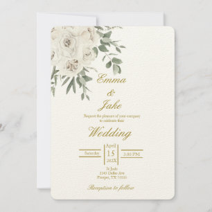 Convites Casamento branco rosa bege