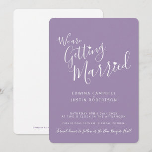 Convites Casamento branco roxo do coração do texto simple