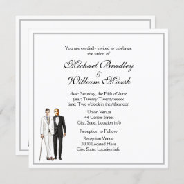 Convites Casamento Branco Simples de Groom Elegante e Gay d
