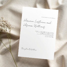 Convites Casamento Branco Simples de Script Moderno Minimal