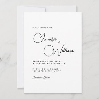 Convites Casamento Branco Simples Elegante Moderno Minimali