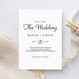 Convites Casamento Branco Simples Minimalista