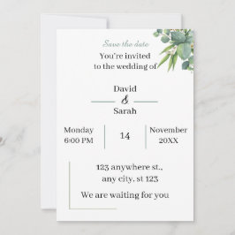 Convites Casamento Branco Verde Elegante