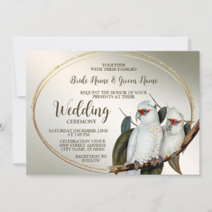 Convites Casamento Brancos Cockatoo Verde Folha Rústica
