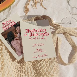 Convites Casamento Bravo Moderno Colorido Escrito À Mão