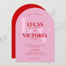 Convites Casamento Bright Pink e Bold Red Arch