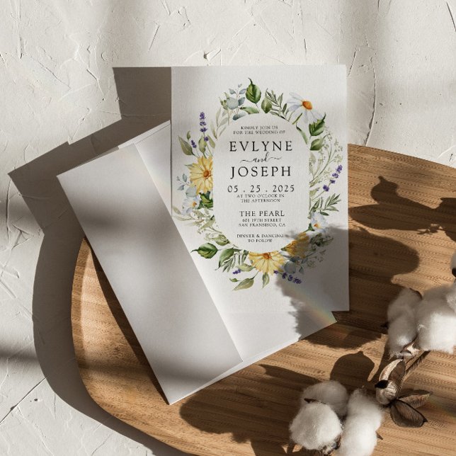 Convites Casamento Brilhante Amarelo e Roxo de Boho Moderno (Criador carregado)