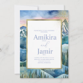 Convites Casamento Brilhante Aquarela Sonho Montanha