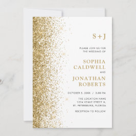 Convites Casamento brilhante Dourado com tudo em um monogra