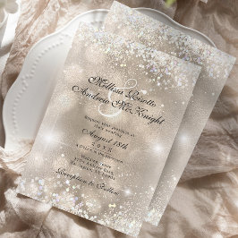 Convites Casamento Brilho Champanhe Rosa Empoeirada