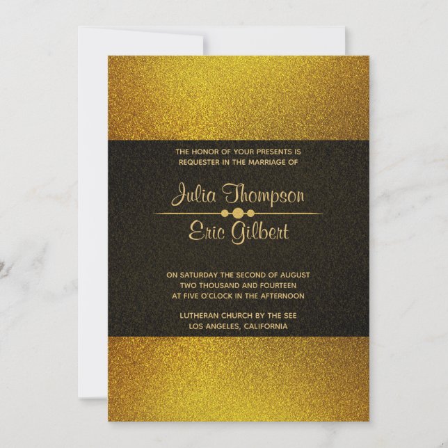 Convites Casamento Brilho Dourado Mais Claro e Mais Escuro (Frente)