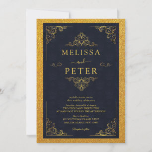 Convites Casamento Brilho Ouro Real