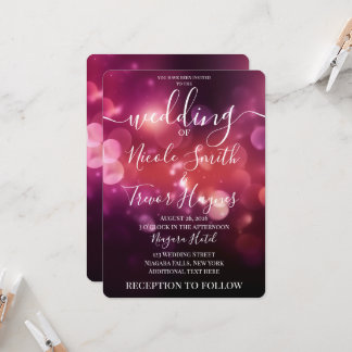 Convites Casamento Brilho Rosa Escuro Bonito Personalizado 