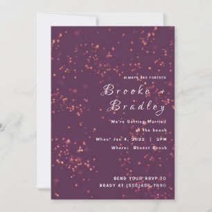 Convites Casamento Brilho Roxo Meia-Noite