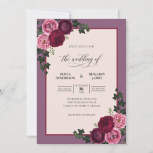 Convites Casamento Buquê de Frutas Vinho