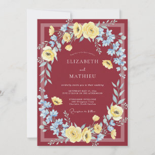 Convites Casamento Burgundy Animado de Primavera