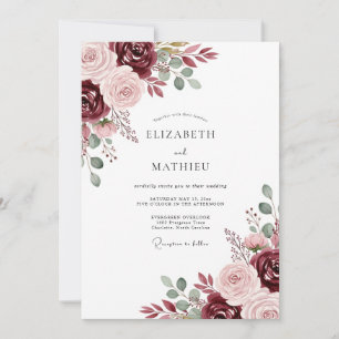 Convites Casamento Burgundy Atemporal Outonal