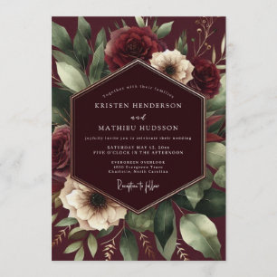 Convites Casamento Burgundy Baroque Bloom